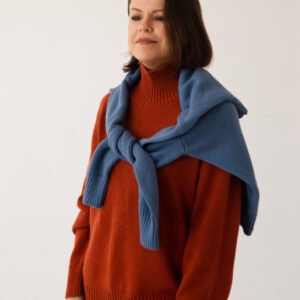 Sweter z merynosa nr.4 BASIC z półgolfem rudy