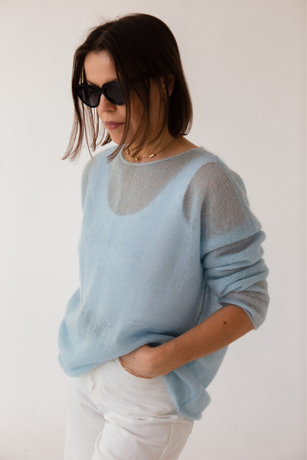 Sweter z moheru CHIC błękitny