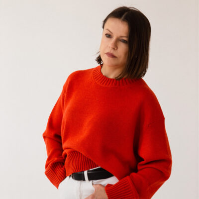 Sweter z merynosa nr.3 BASIC pomarańczowy