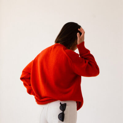 Sweter z merynosa nr.3 BASIC pomarańczowy