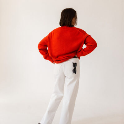 Sweter z merynosa nr.3 BASIC pomarańczowy