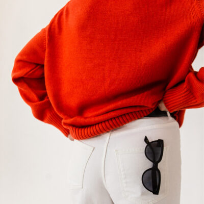 Sweter z merynosa nr.3 BASIC pomarańczowy