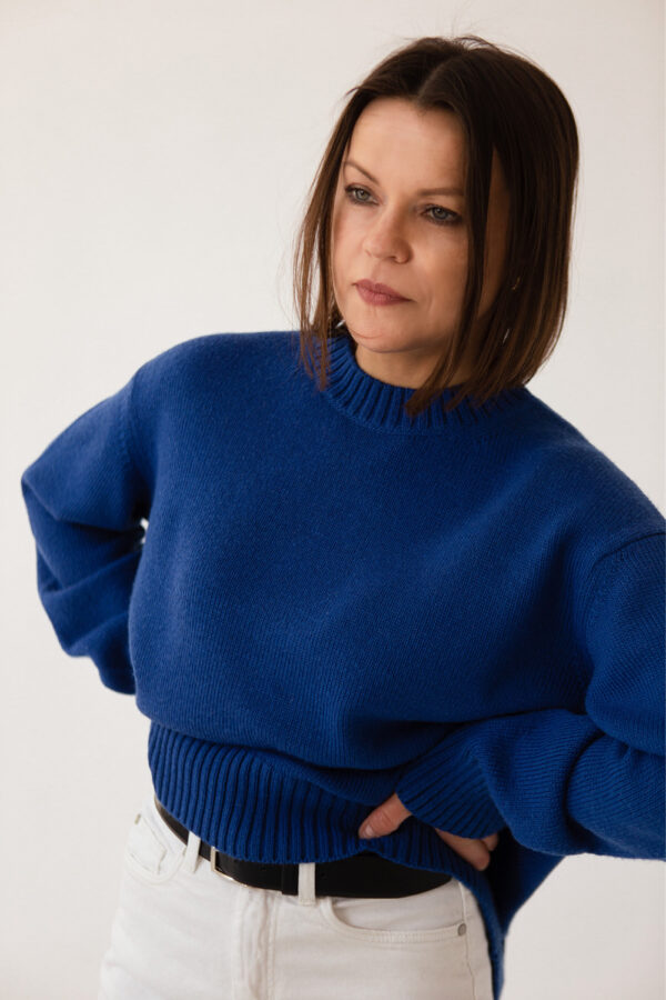 Sweter z merynosa nr.3 BASIC niebieski
