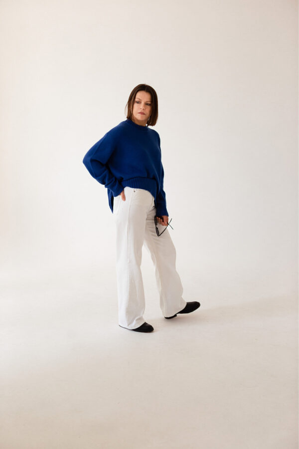 Sweter z merynosa nr.3 BASIC niebieski
