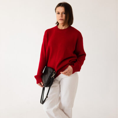 Sweter z merynosa nr.3 BASIC ciemna fuksja