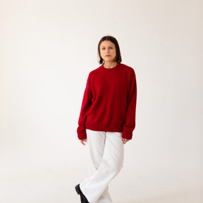 Sweter z merynosa nr.3 BASIC ciemna fuksja