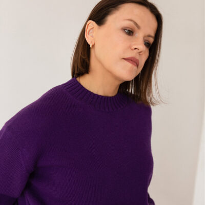 Sweter z merynosa nr.3 BASIC fioletowy