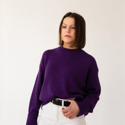 Sweter z merynosa nr.3 BASIC fioletowy