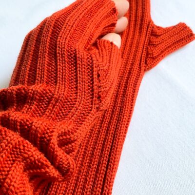 Mitenki ze 100% merynosa w kolorze pomarańczowym
