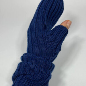Rękawiczki bez palca ze 100% merynosa w kolorze niebieskim
