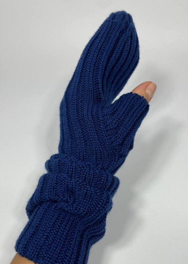 Rękawiczki bez palca ze 100% merynosa w kolorze niebieskim