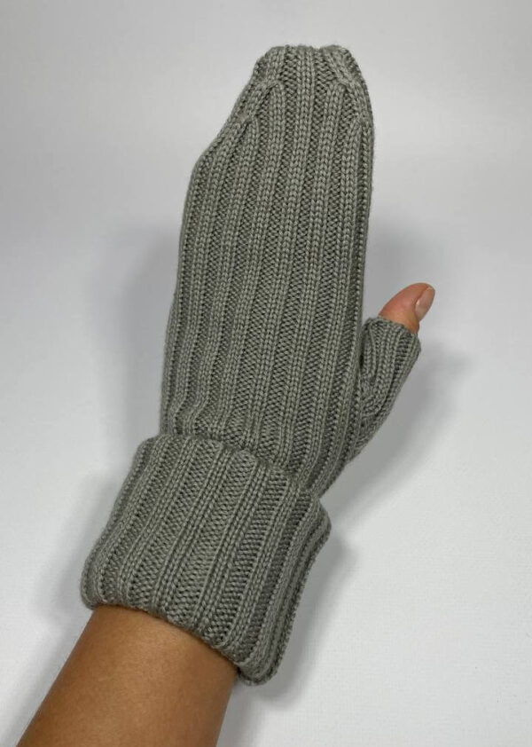 Rękawiczki bez palca ze 100% merynos w kolorze szałwii